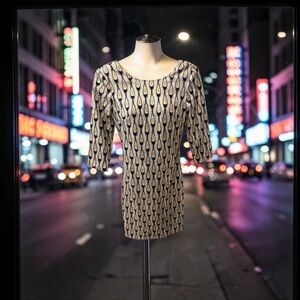 Ark & Co Gold and Black Patterned Prom Dress